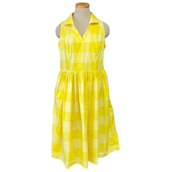 Collectif ModCloth Dress Women's XL X Large Yellow Sun Plaid Retro Span the Ages - Picture 1 of 17
